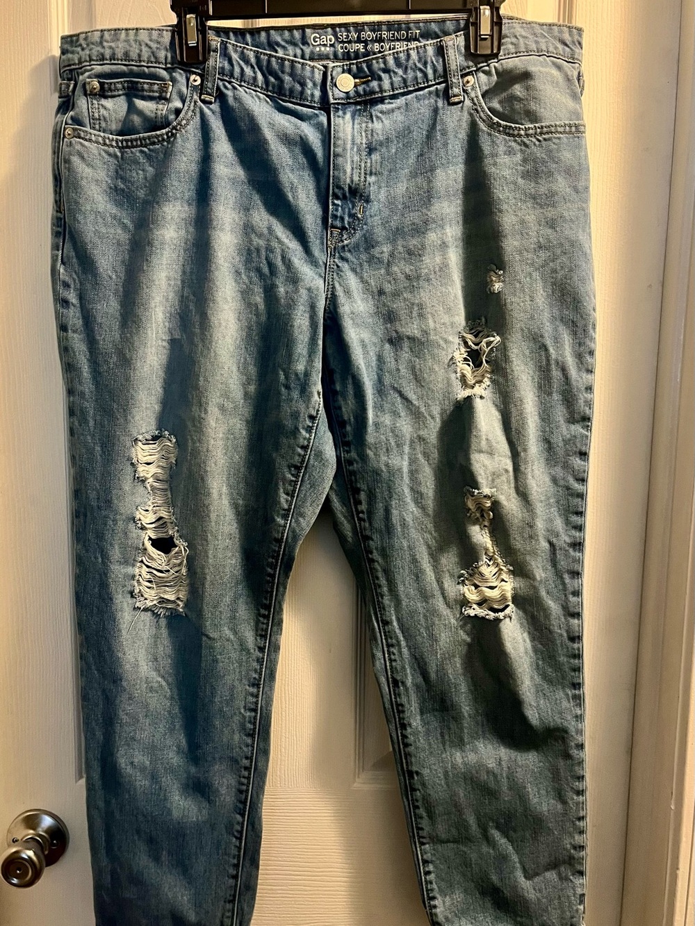 GAP Distressed Boyfriend Fit Jeans - Light Blue
